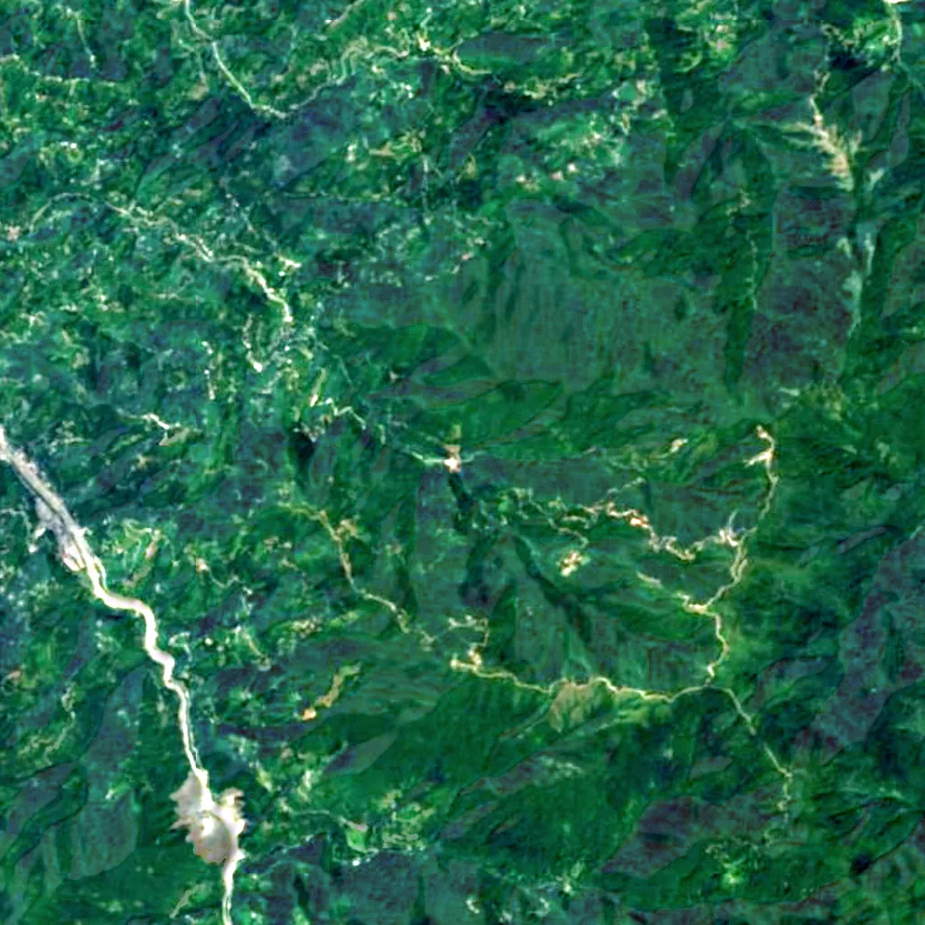 Ağaran Waterfall seen from above (Sentinel-2)