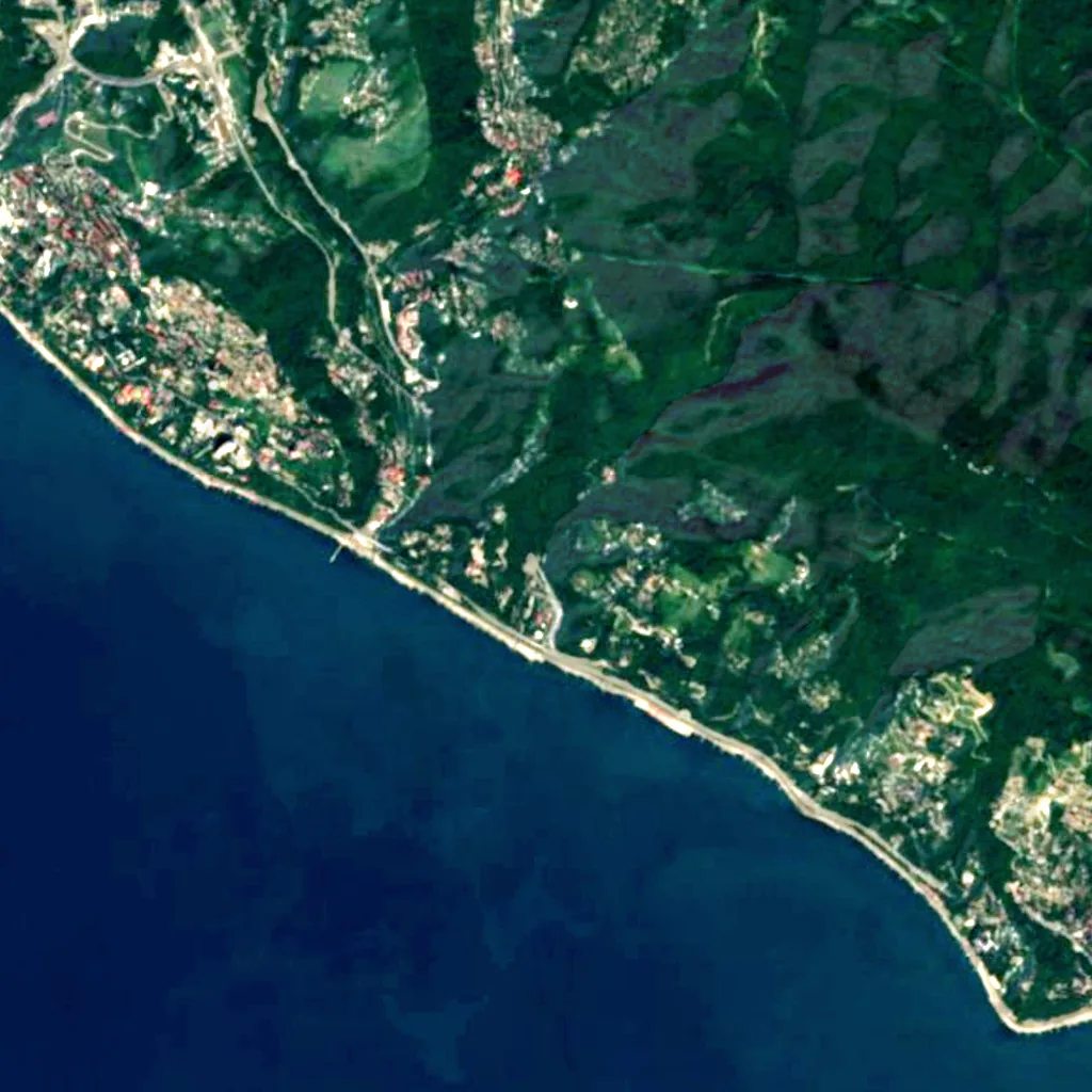 Agura Waterfalls seen from above (Sentinel-2)