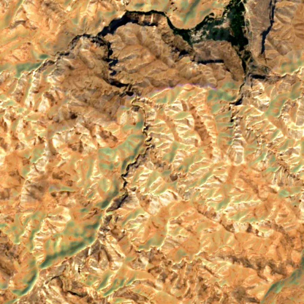 Akhlamad Waterfall seen from above (Sentinel-2)