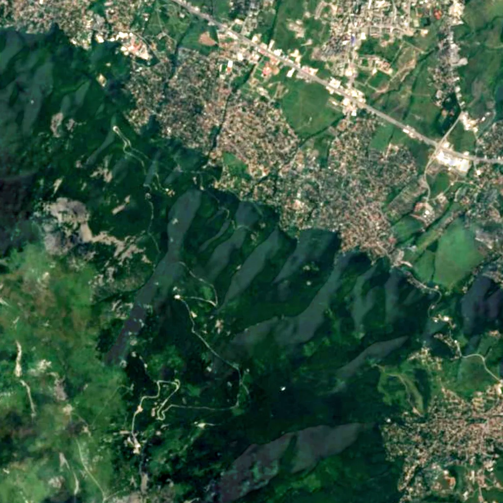Aleko's waterfalls seen from above (Sentinel-2)