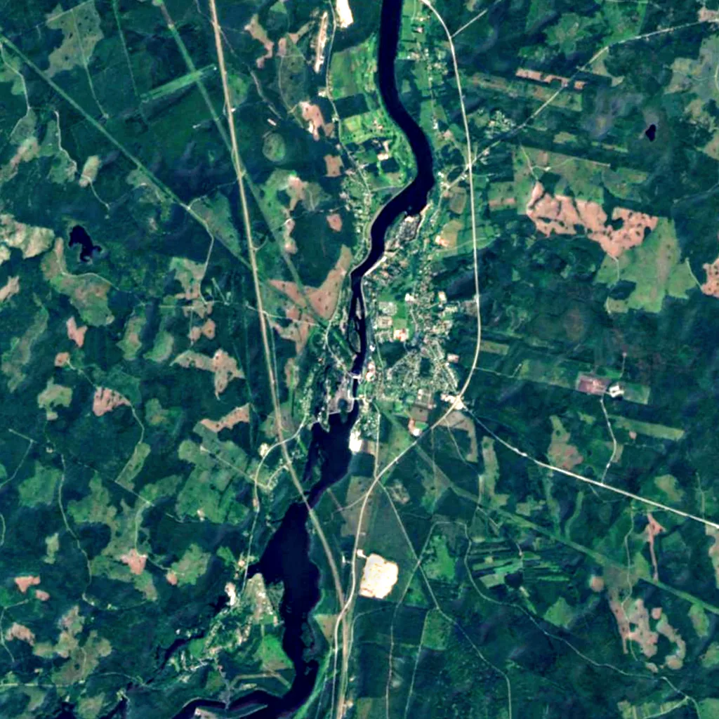 Älvkarlebyfallen seen from above (Sentinel-2)
