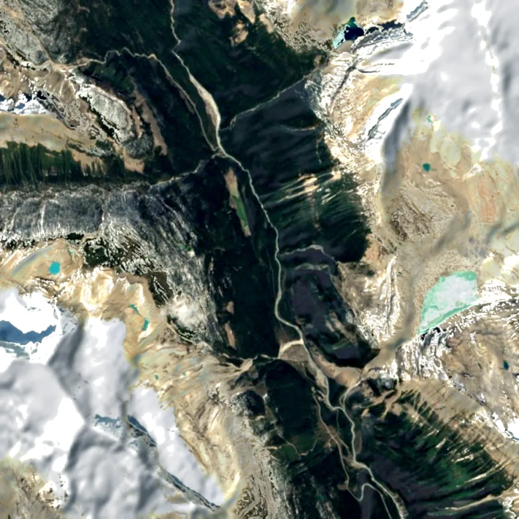 Angels Staircase Falls seen from above (Sentinel-2)