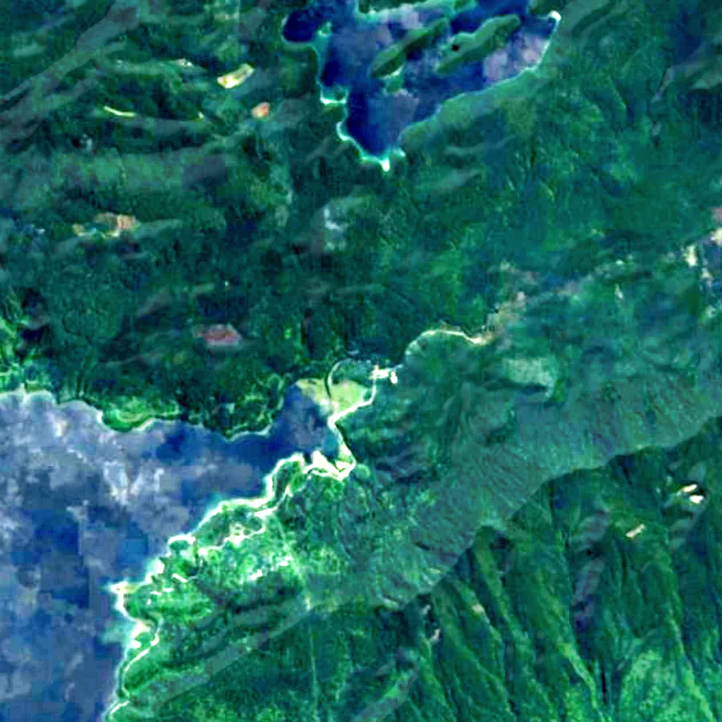 Āniwaniwa Falls seen from above (Sentinel-2)