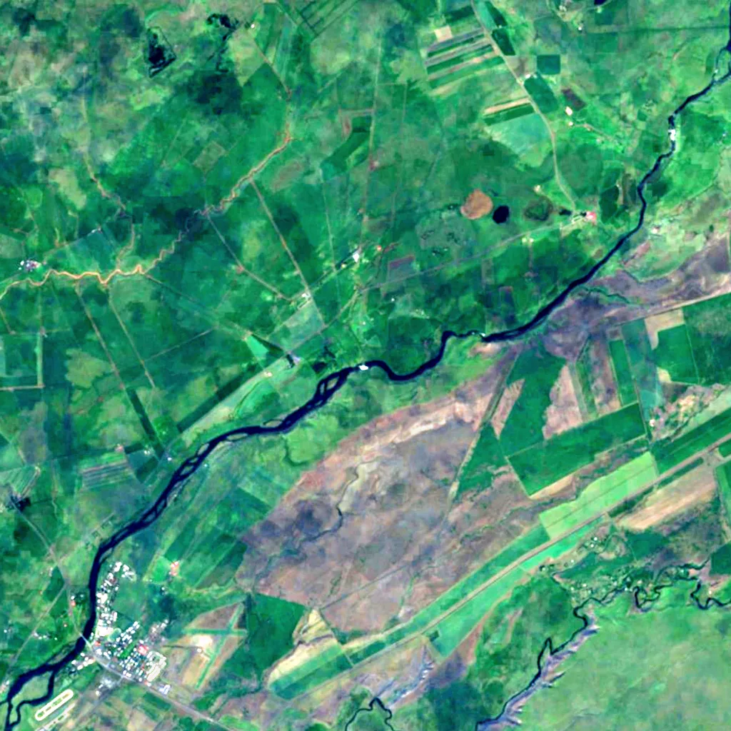 Árbæjarfoss seen from above (Sentinel-2)
