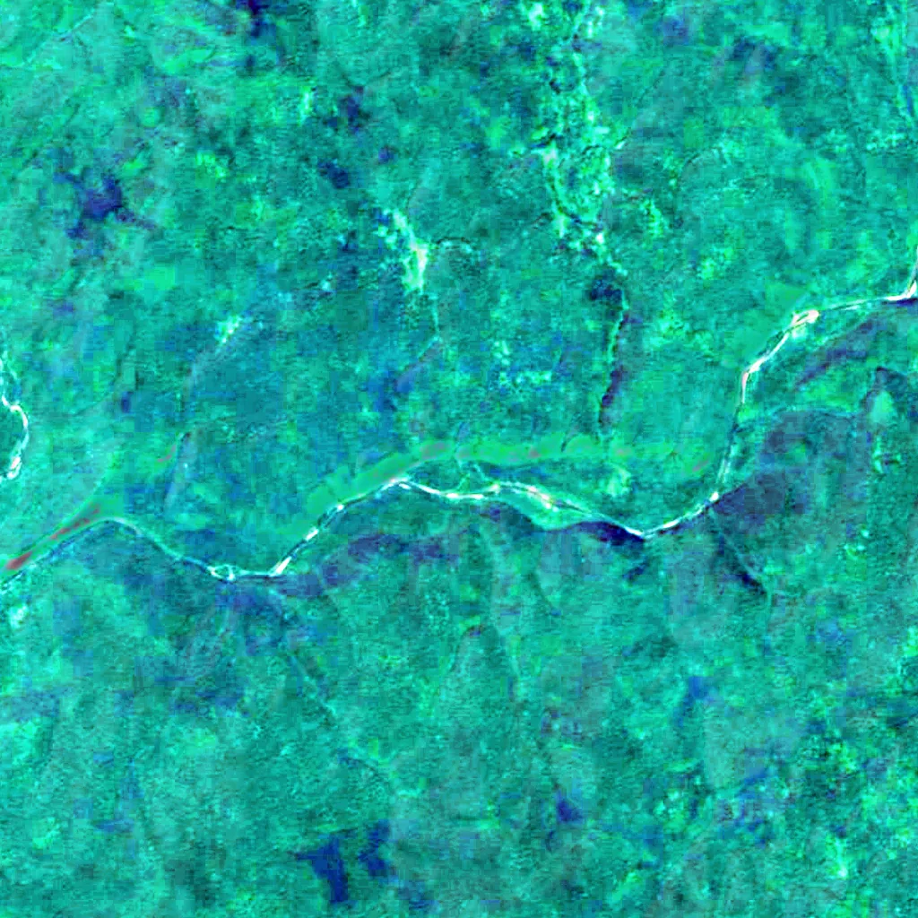 Atysh waterfall seen from above (Sentinel-2)