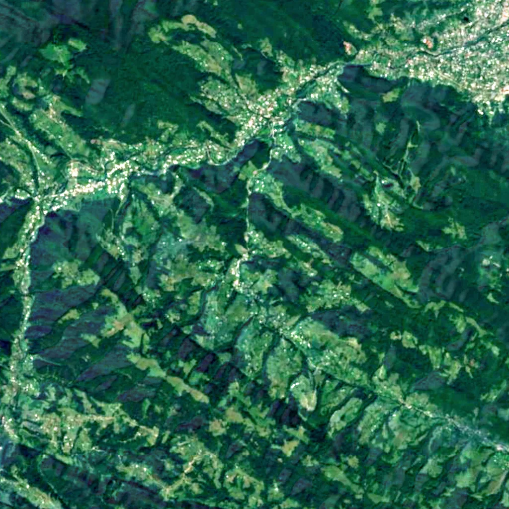 Babynets Waterfall seen from above (Sentinel-2)