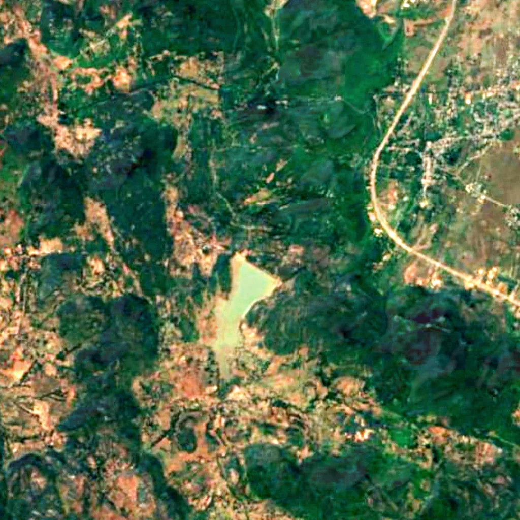 Badaghagara Waterfall seen from above (Sentinel-2)