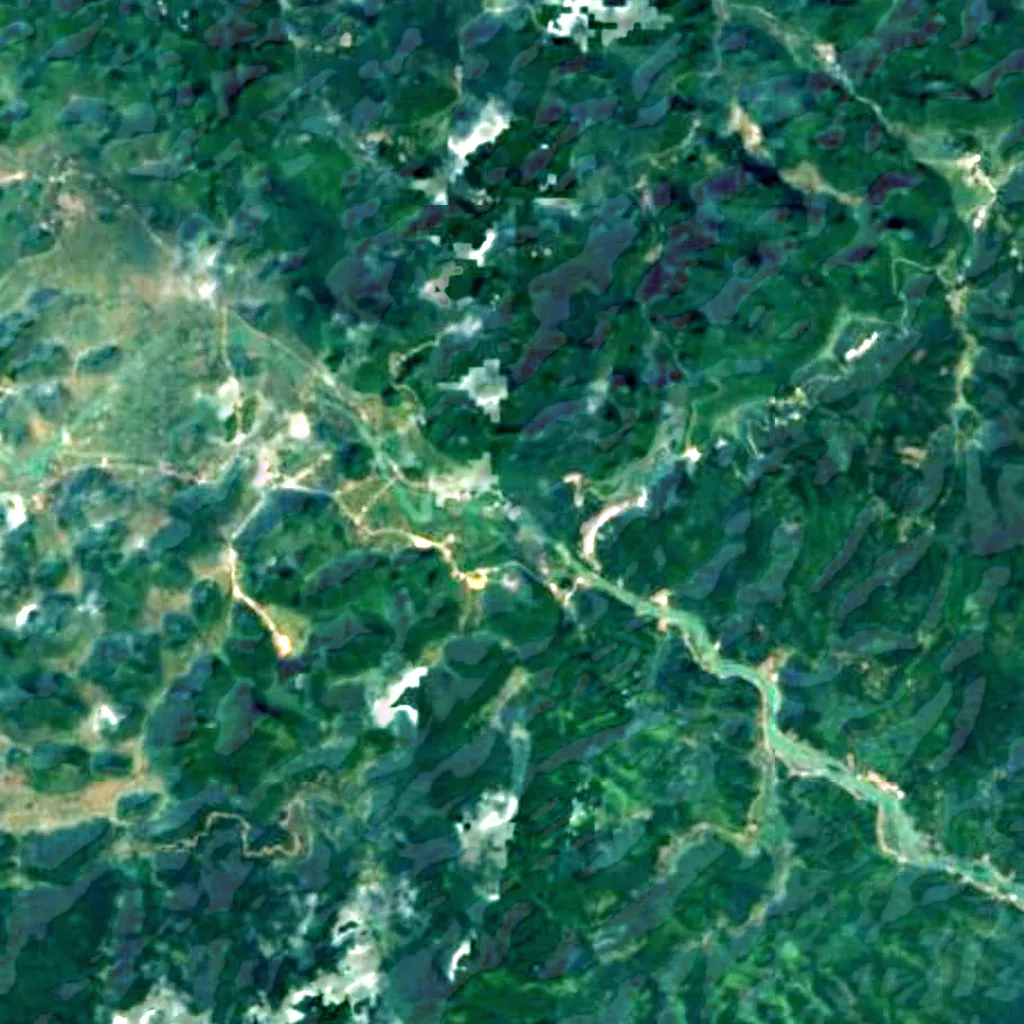Ban Gioc–Detian Falls seen from above (Sentinel-2)