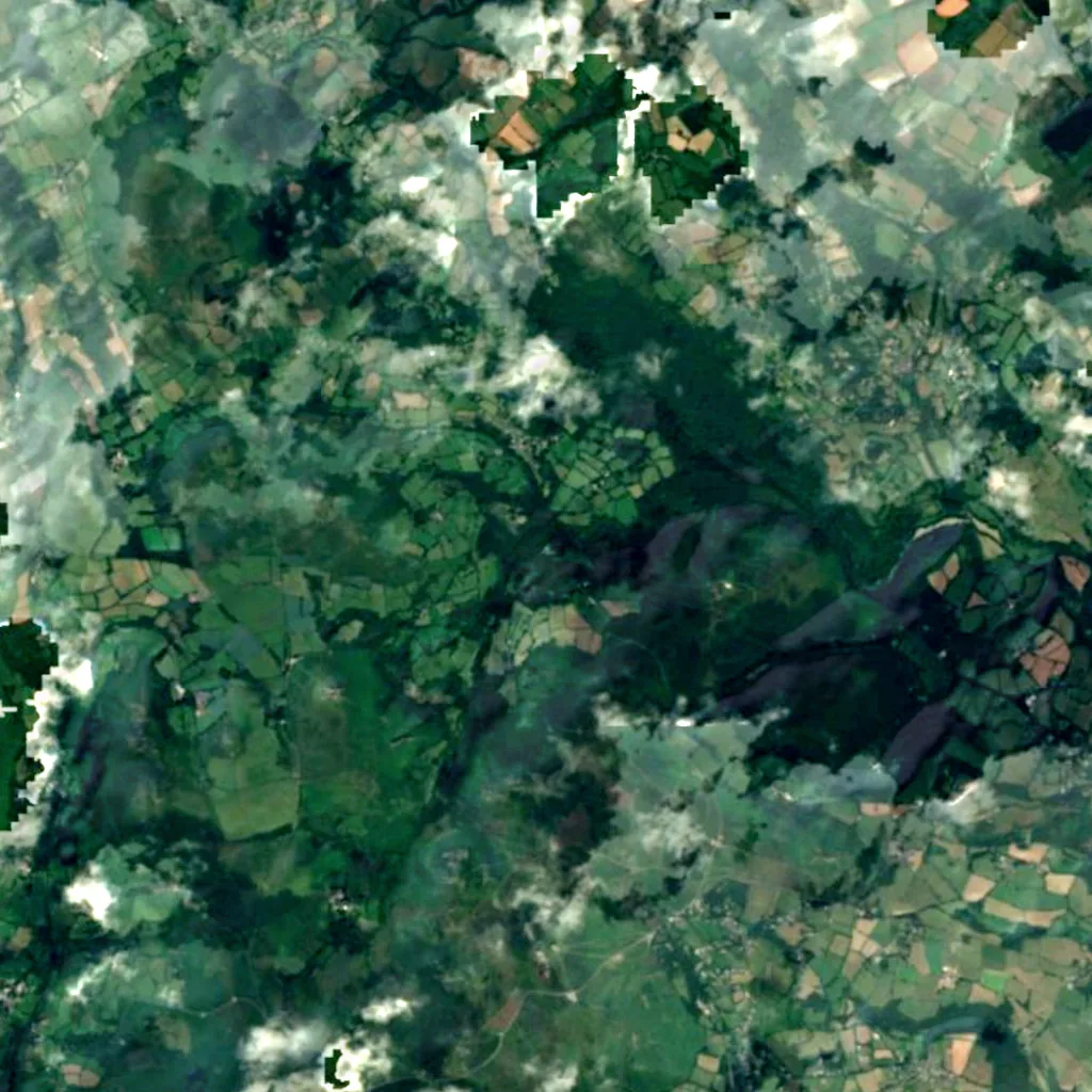 Becky Falls seen from above (Sentinel-2)
