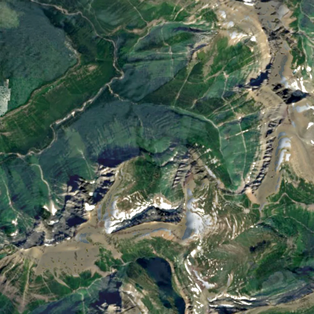 Bird Woman Falls seen from above (Sentinel-2)
