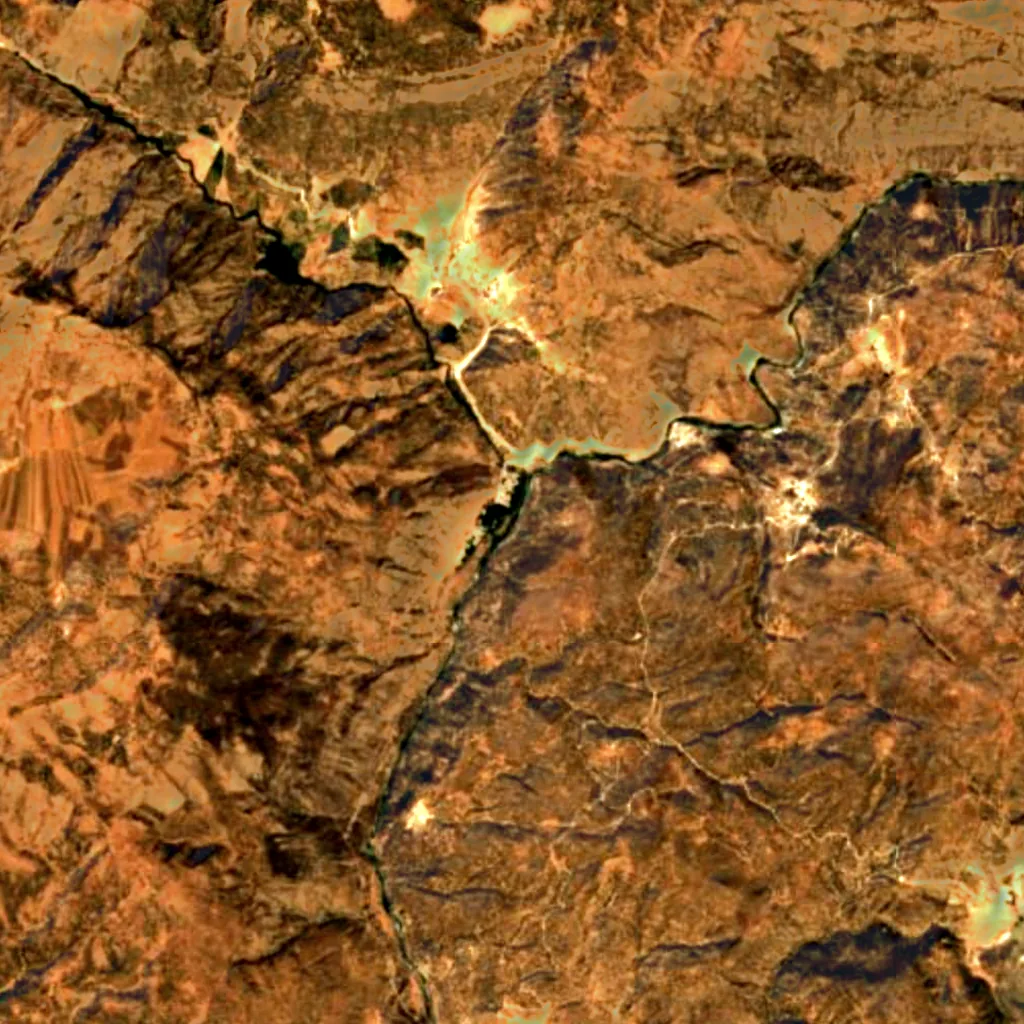 Bisheh Waterfall seen from above (Sentinel-2)