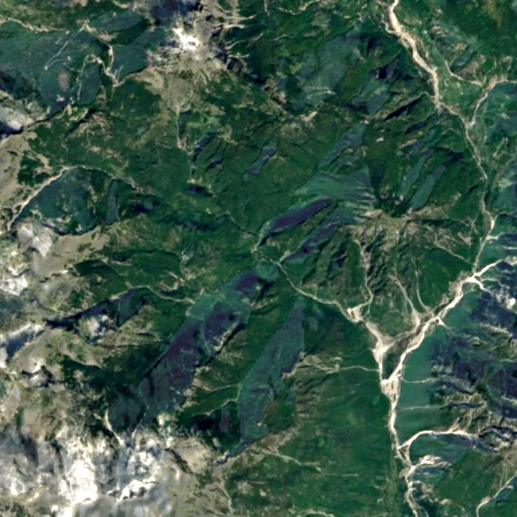 Blue Eye, Theth seen from above (Sentinel-2)