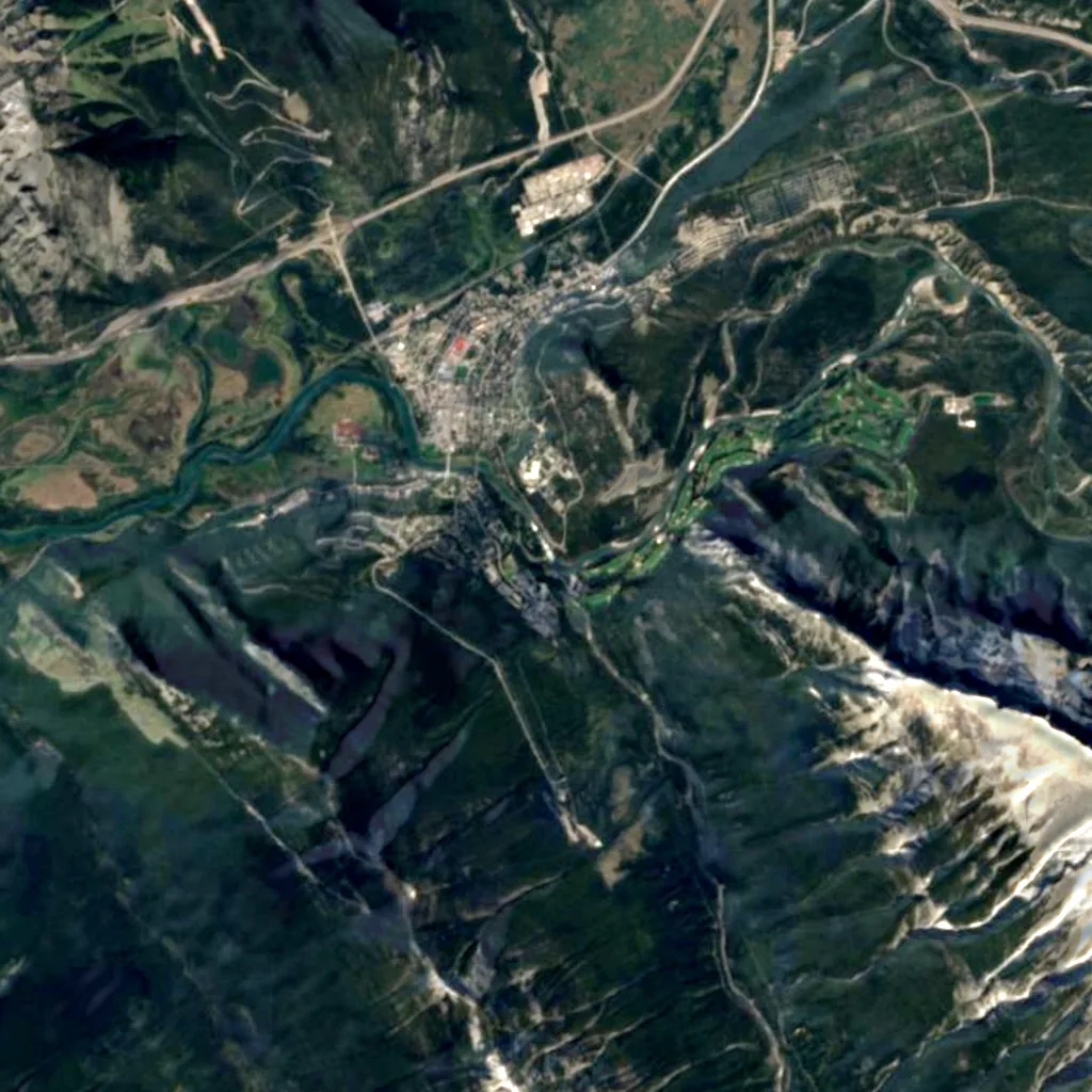 Bow Falls seen from above (Sentinel-2)
