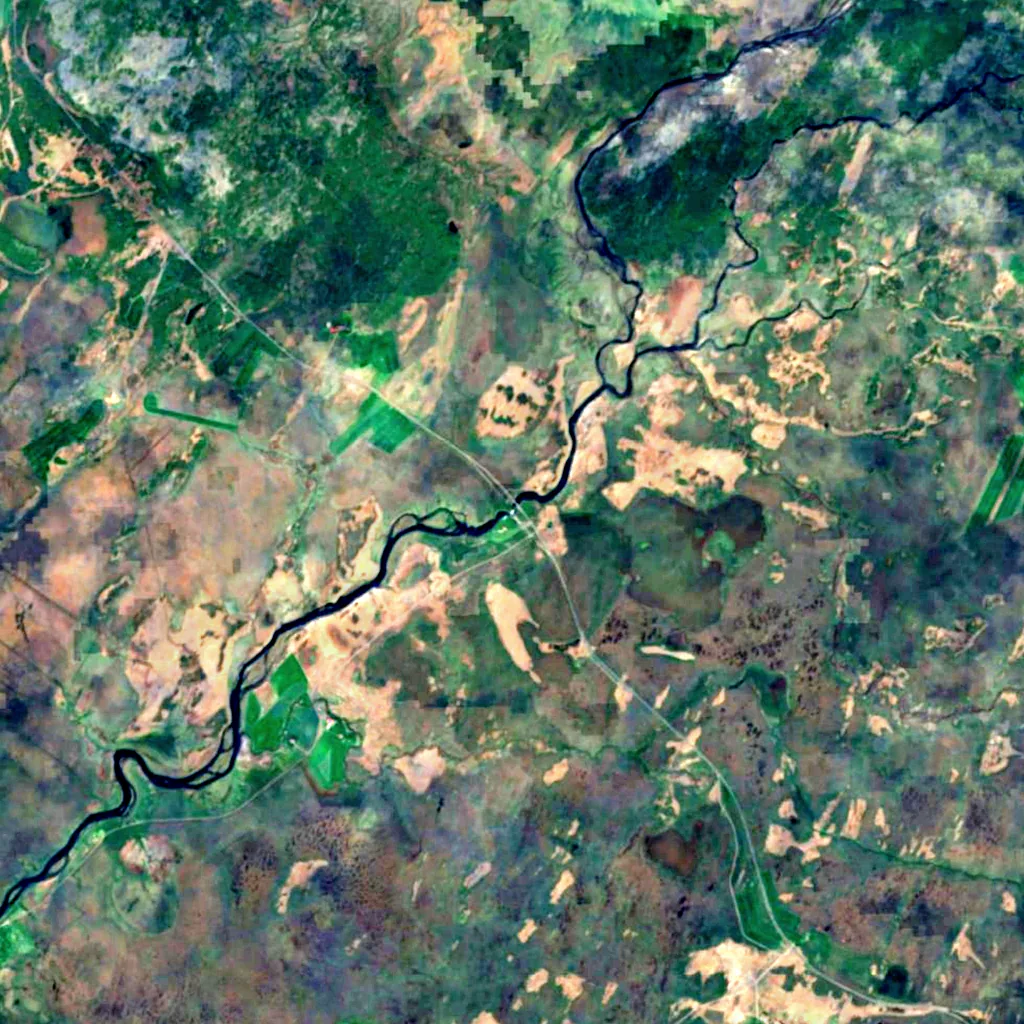 Brúarfoss seen from above (Sentinel-2)