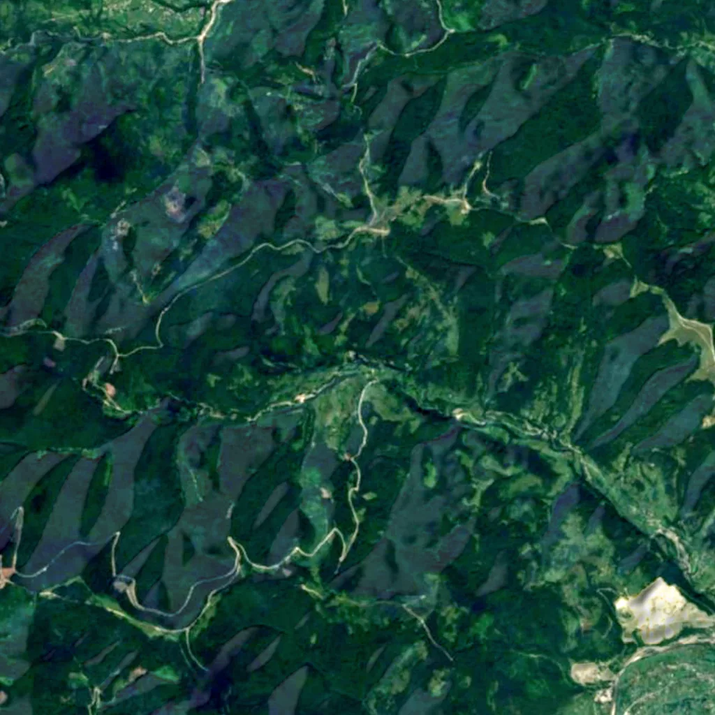 Bukhtivets Waterfall seen from above (Sentinel-2)