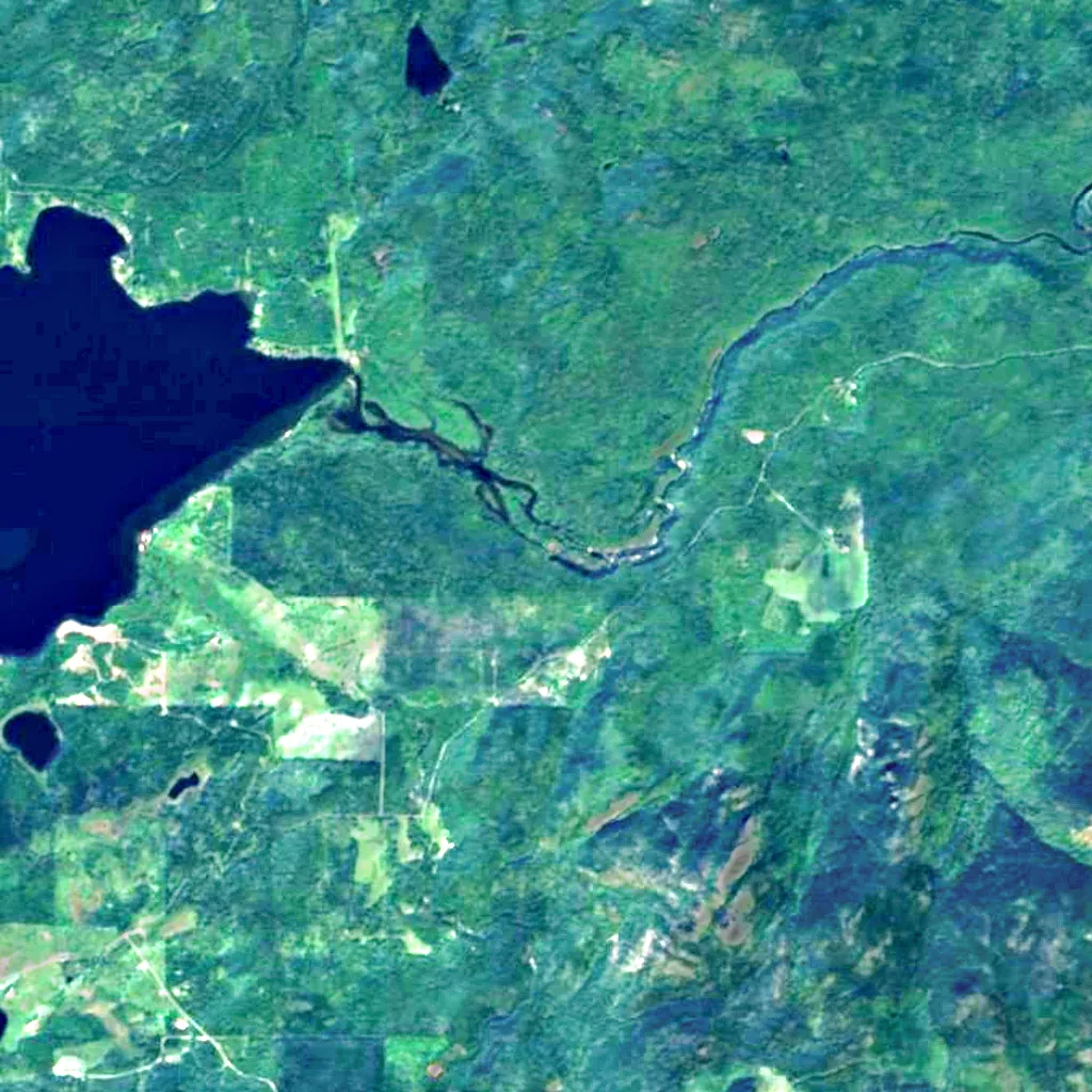 Canim Falls seen from above (Sentinel-2)
