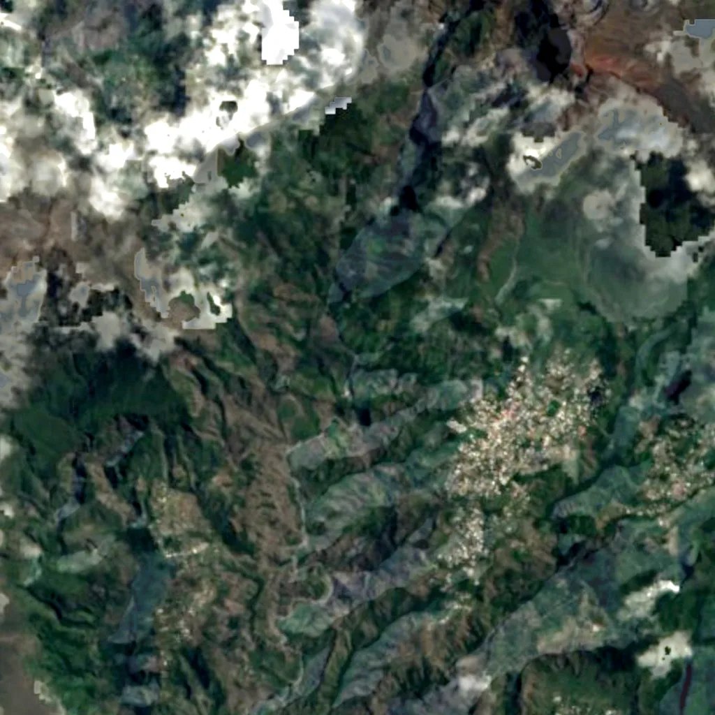 Cascade de Bras Rouge seen from above (Sentinel-2)