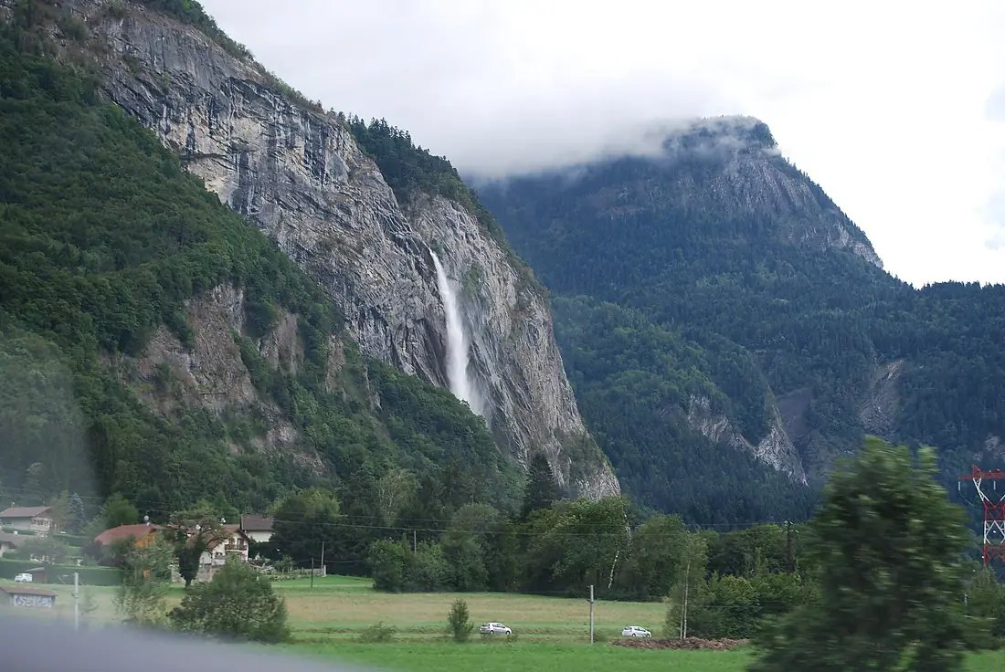 Waterfall from the road - panoramio