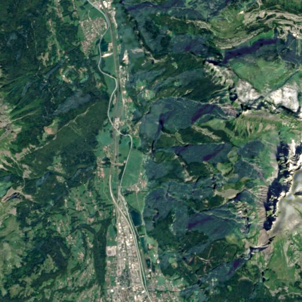 Cascade de l'Arpenaz seen from above (Sentinel-2)