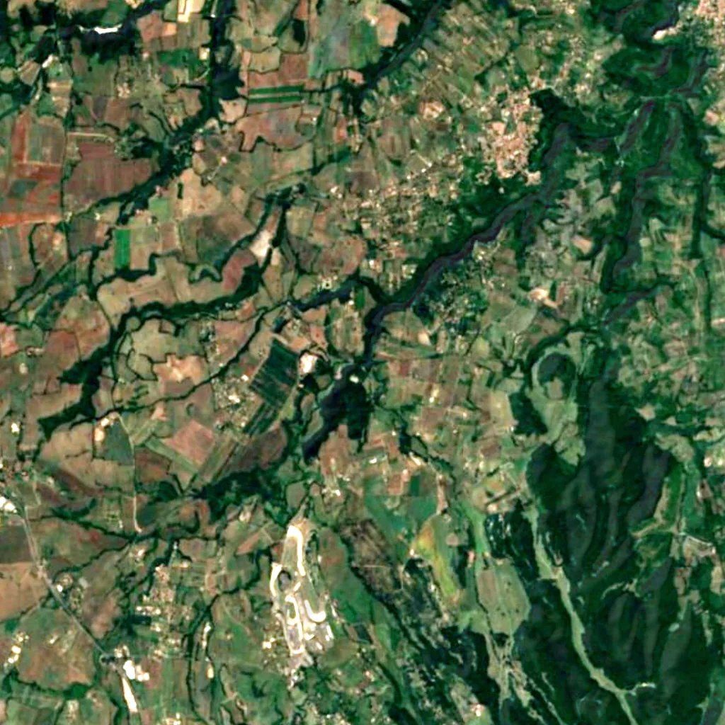 Cascate di Monte Gelato seen from above (Sentinel-2)