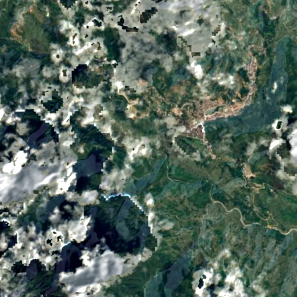 Cát Cát waterfall seen from above (Sentinel-2)