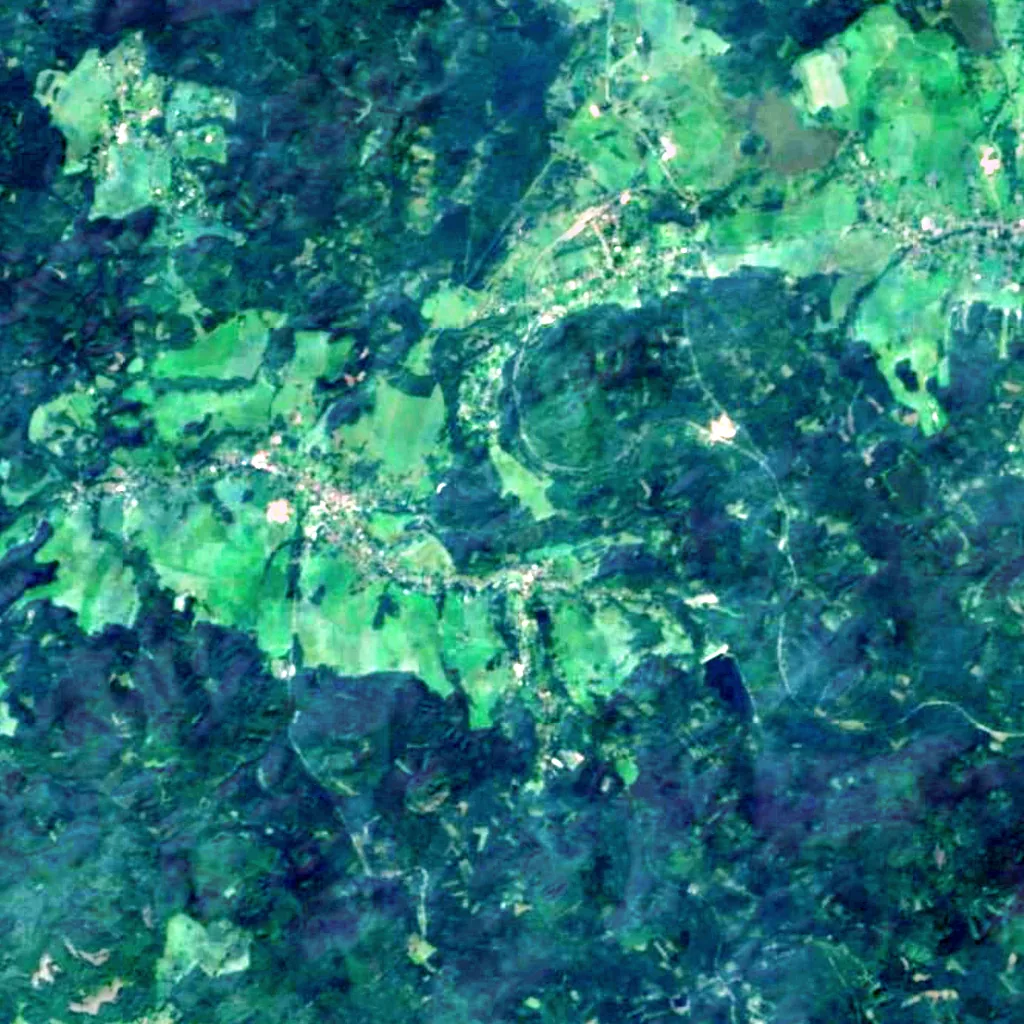 Chřibské vodopády seen from above (Sentinel-2)