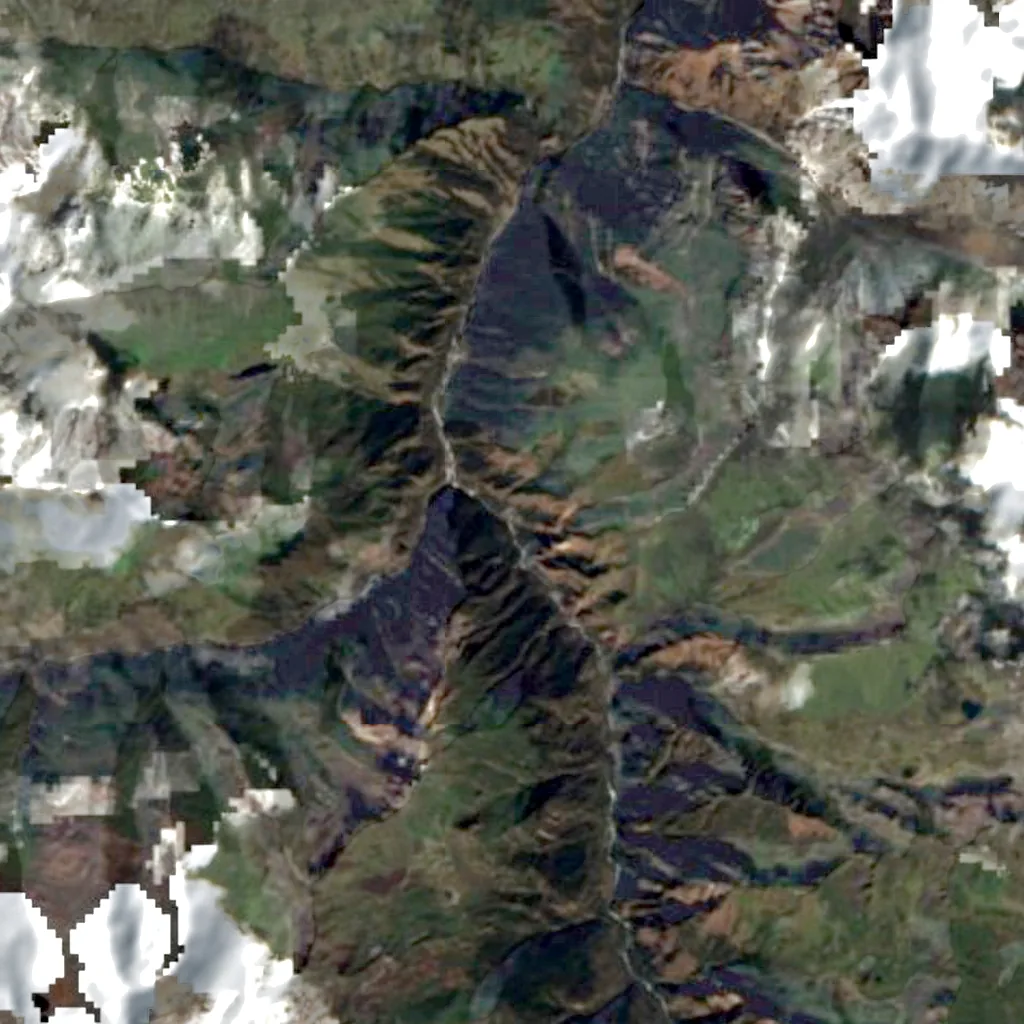 Chumi Gyatse Falls seen from above (Sentinel-2)
