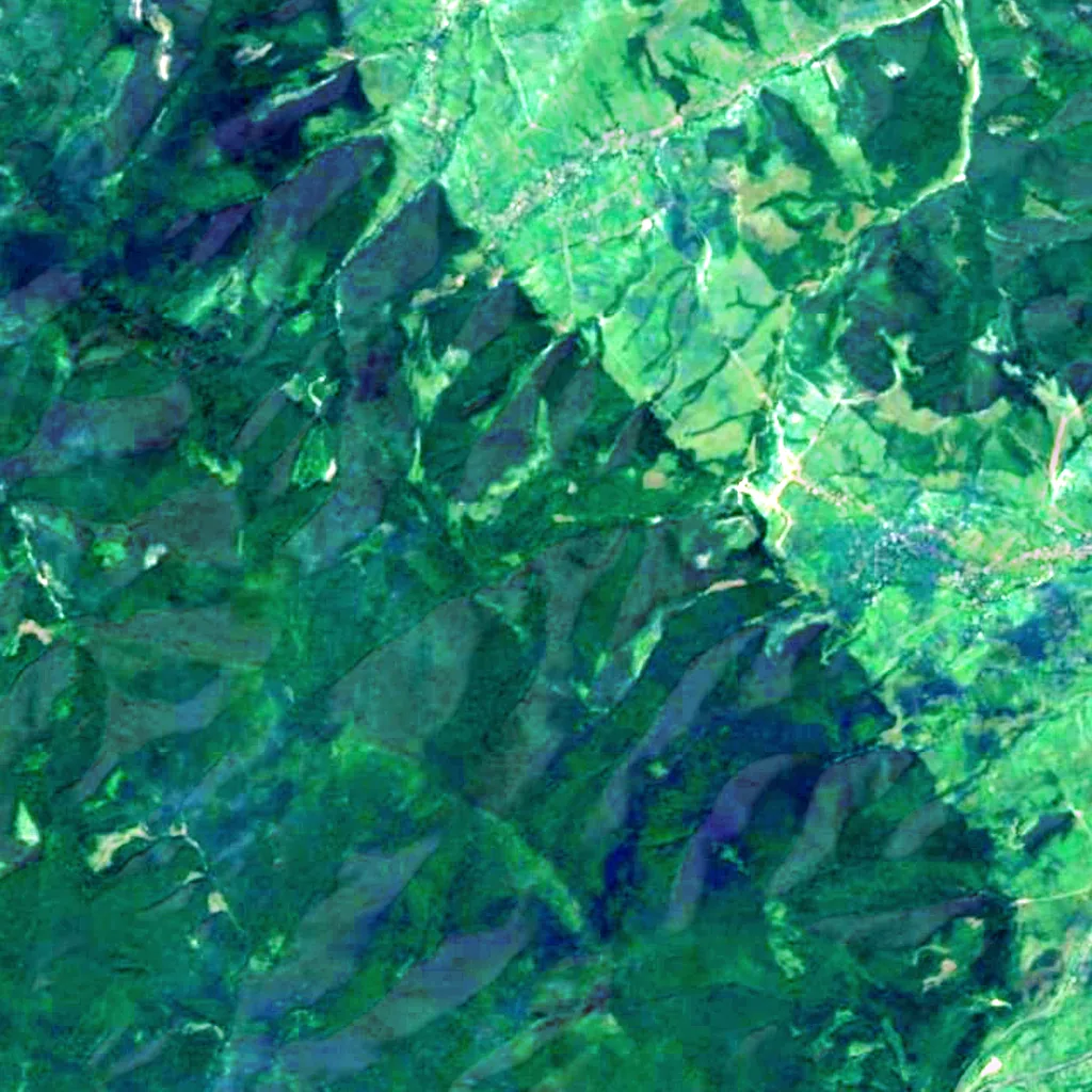 Darvaivski Waterfalls seen from above (Sentinel-2)