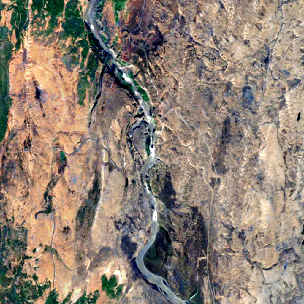 Dettifoss seen from above (Sentinel-2)