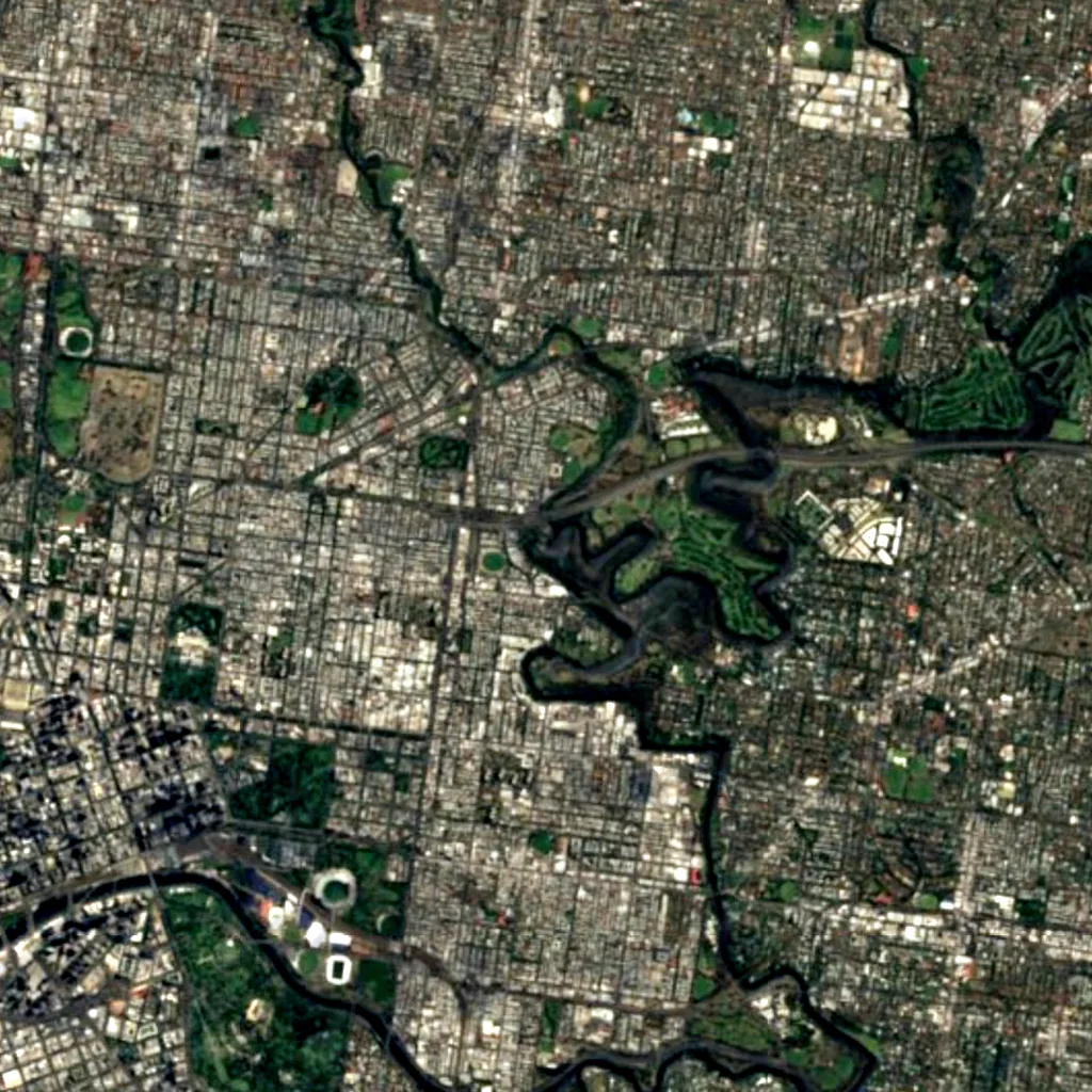 Dights Falls seen from above (Sentinel-2)