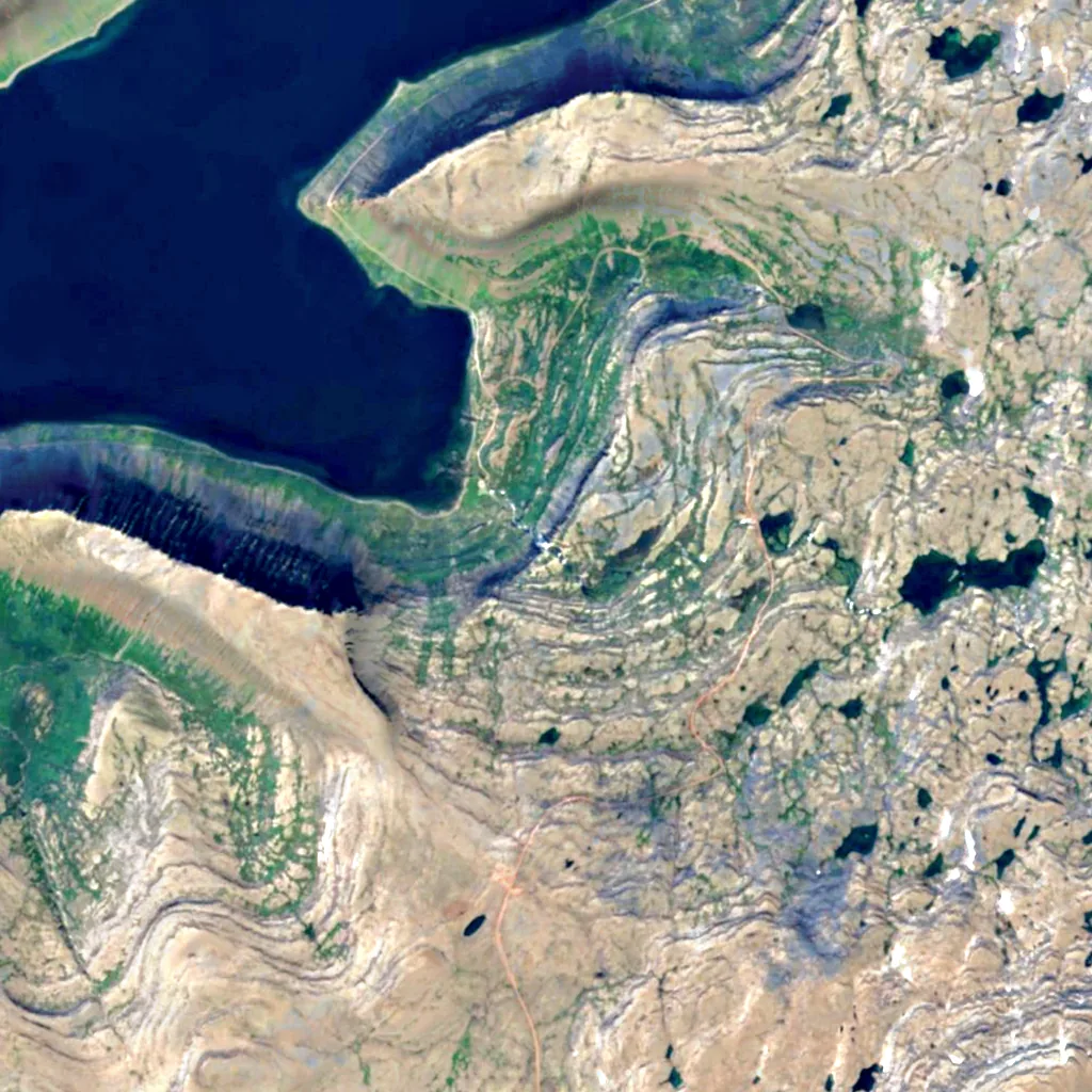 Dynjandi seen from above (Sentinel-2)