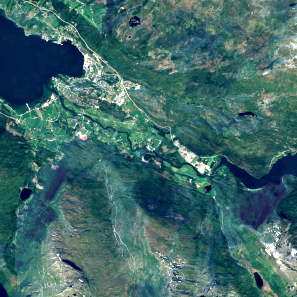 Eidsfossen seen from above (Sentinel-2)