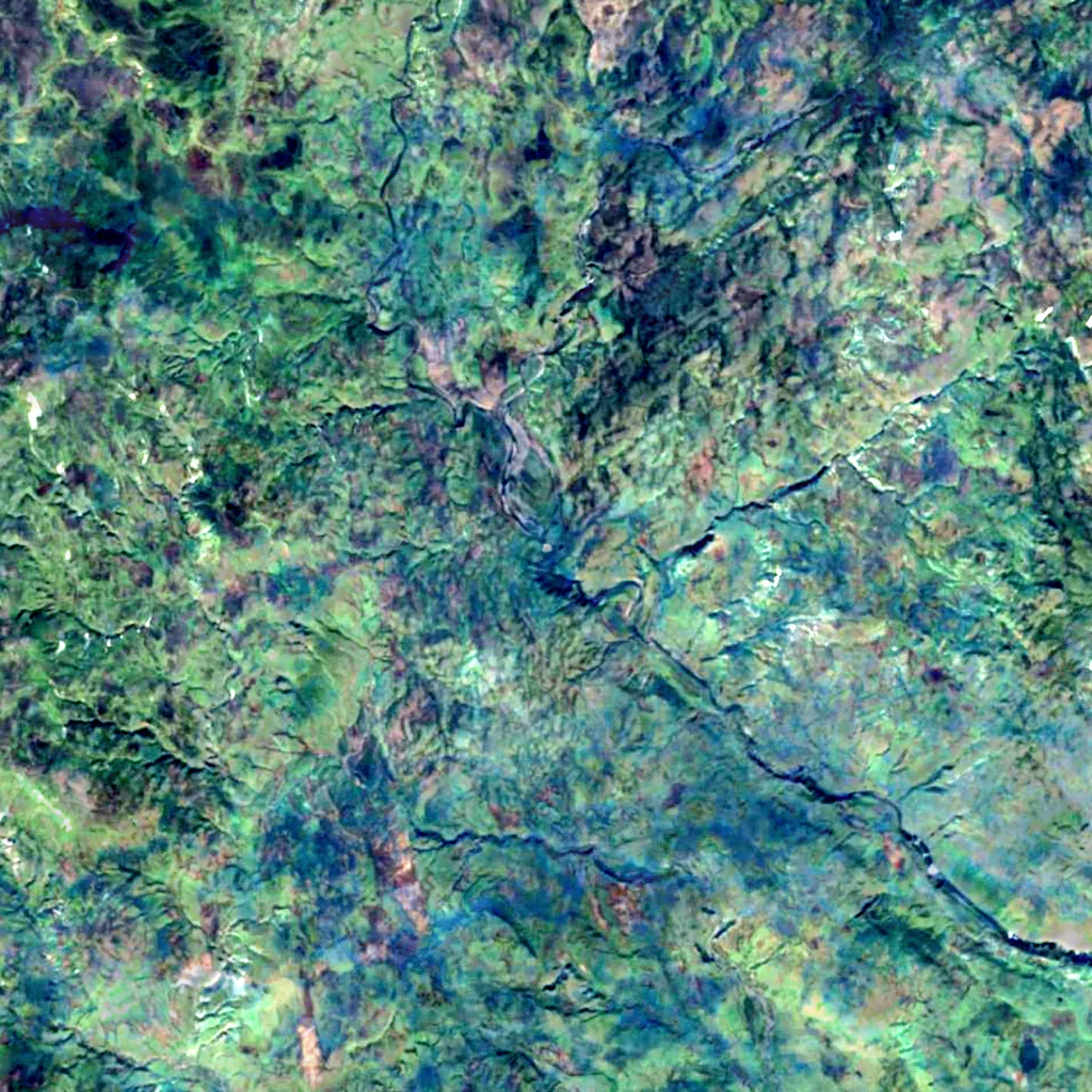 Fagrifoss seen from above (Sentinel-2)