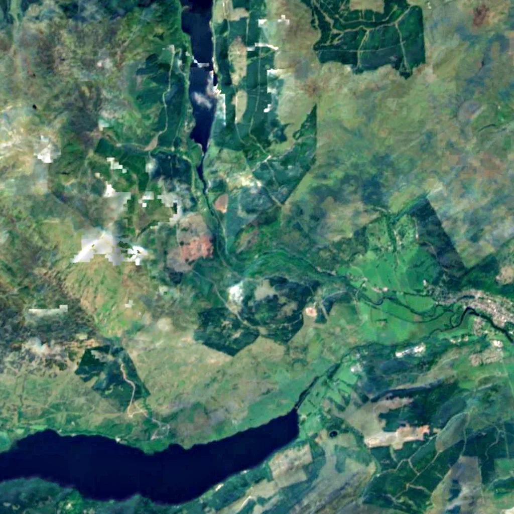 Falls of Leny seen from above (Sentinel-2)
