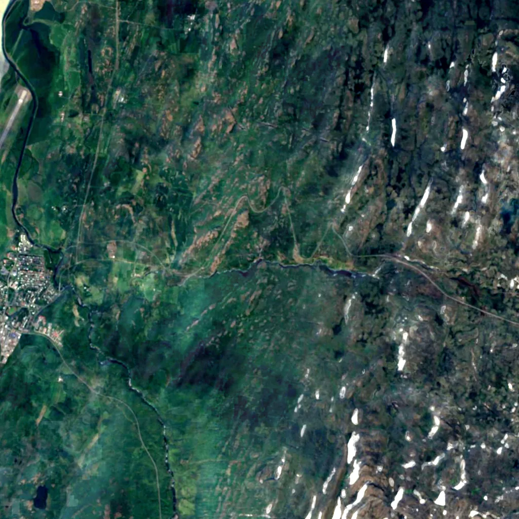 Fardagafoss seen from above (Sentinel-2)
