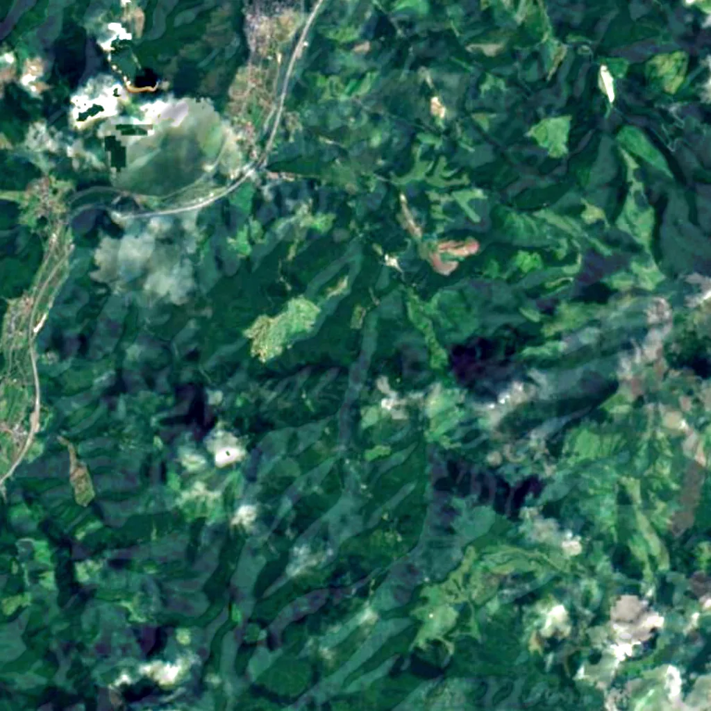 Fudō Falls seen from above (Sentinel-2)