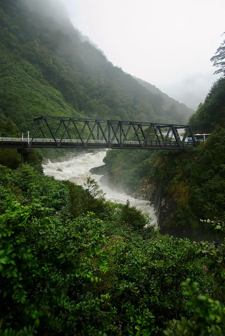 Haast River - in full spate in the mountains