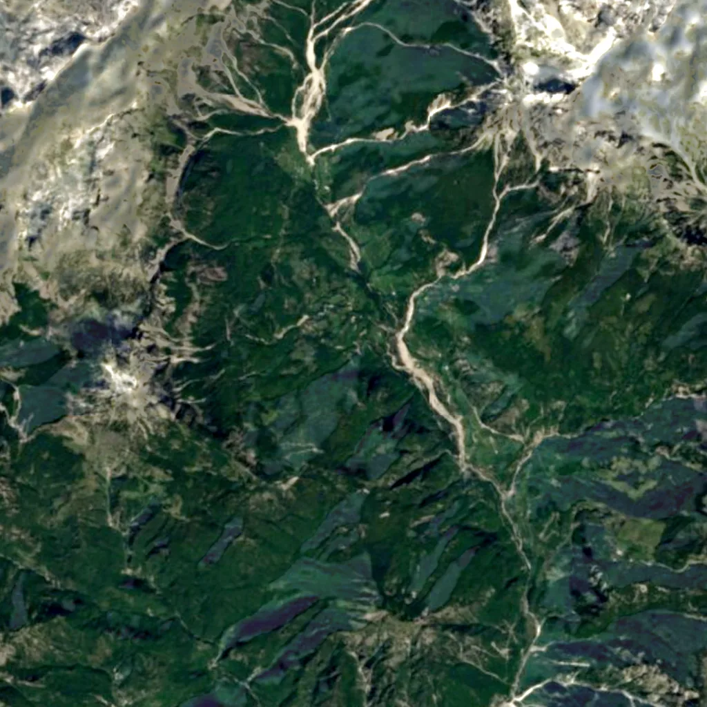 Gjeçaj Waterfall seen from above (Sentinel-2)