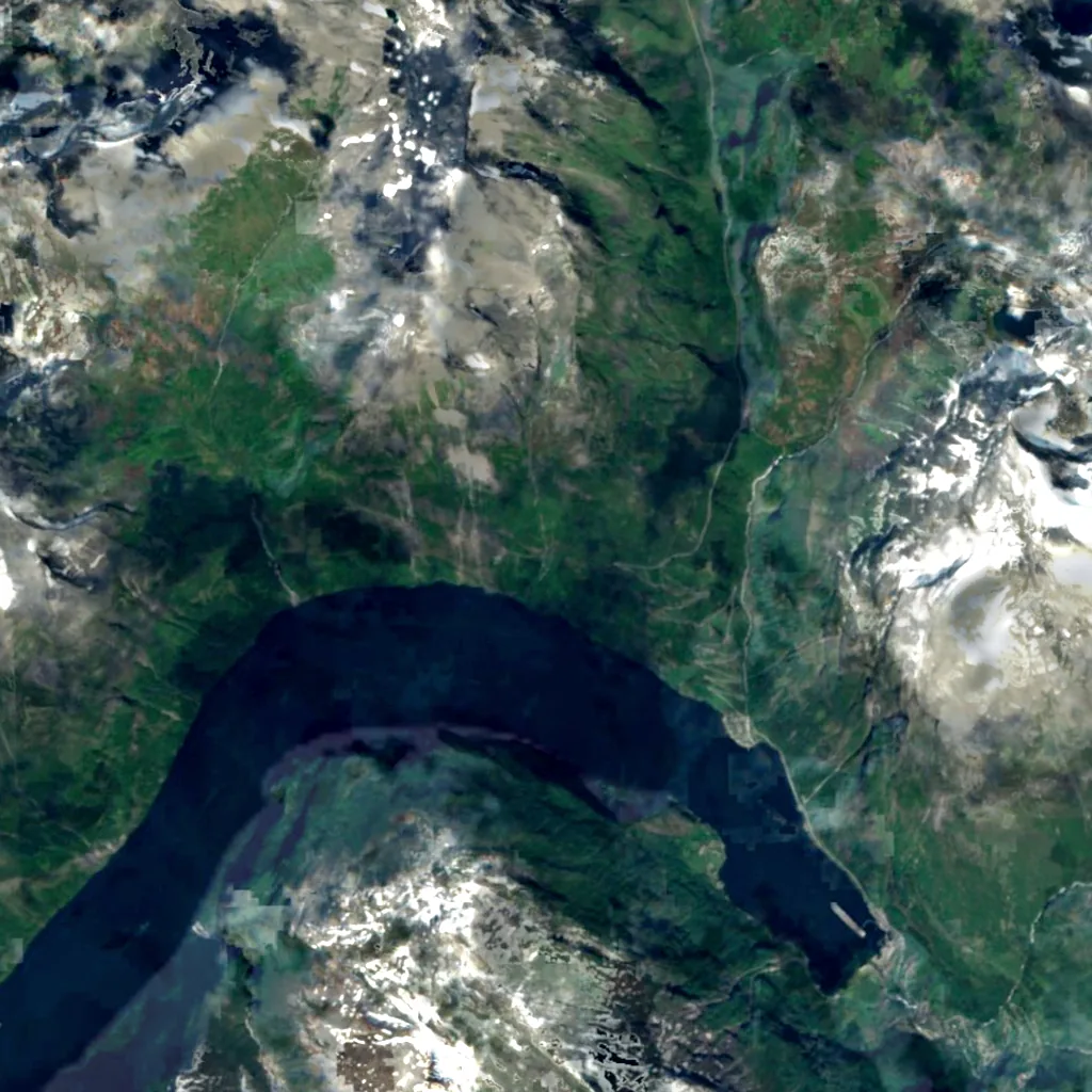Gjerdefossen seen from above (Sentinel-2)