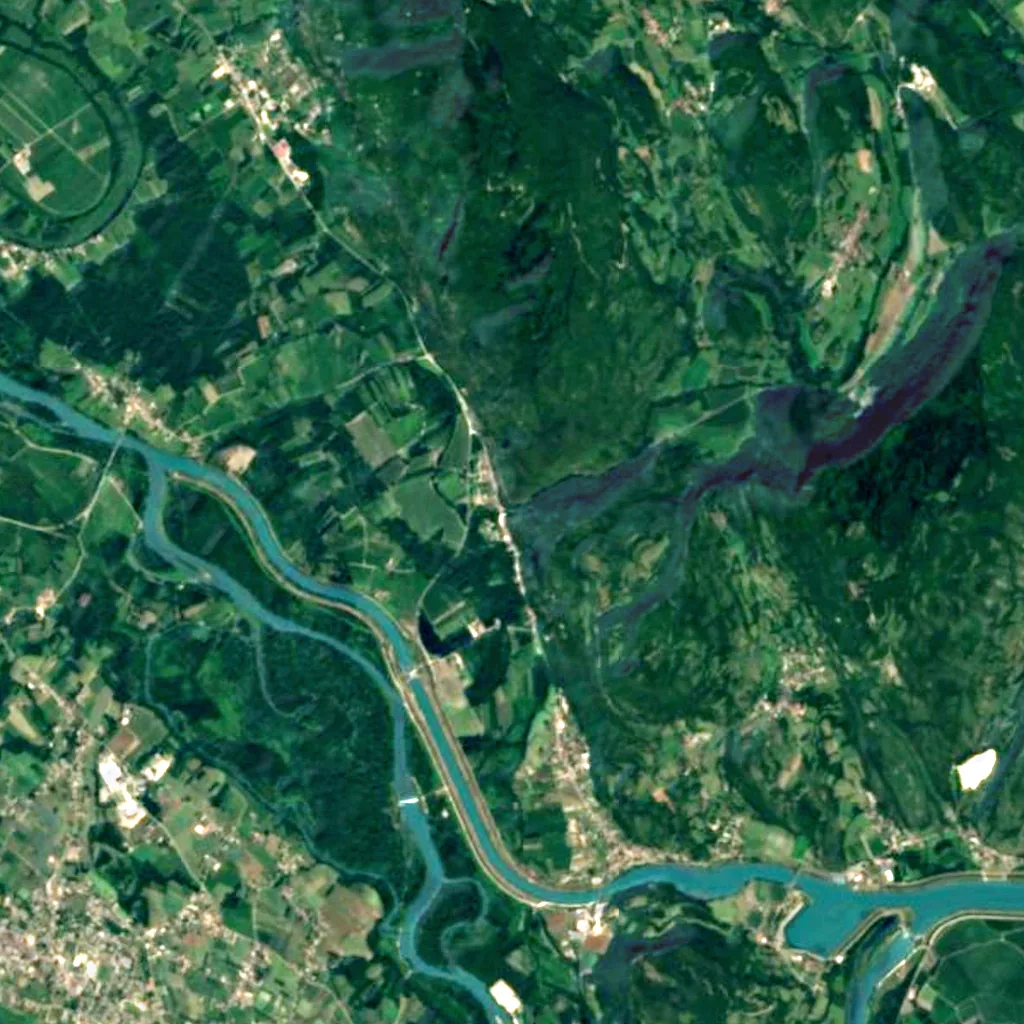 Glandieu Fall seen from above (Sentinel-2)