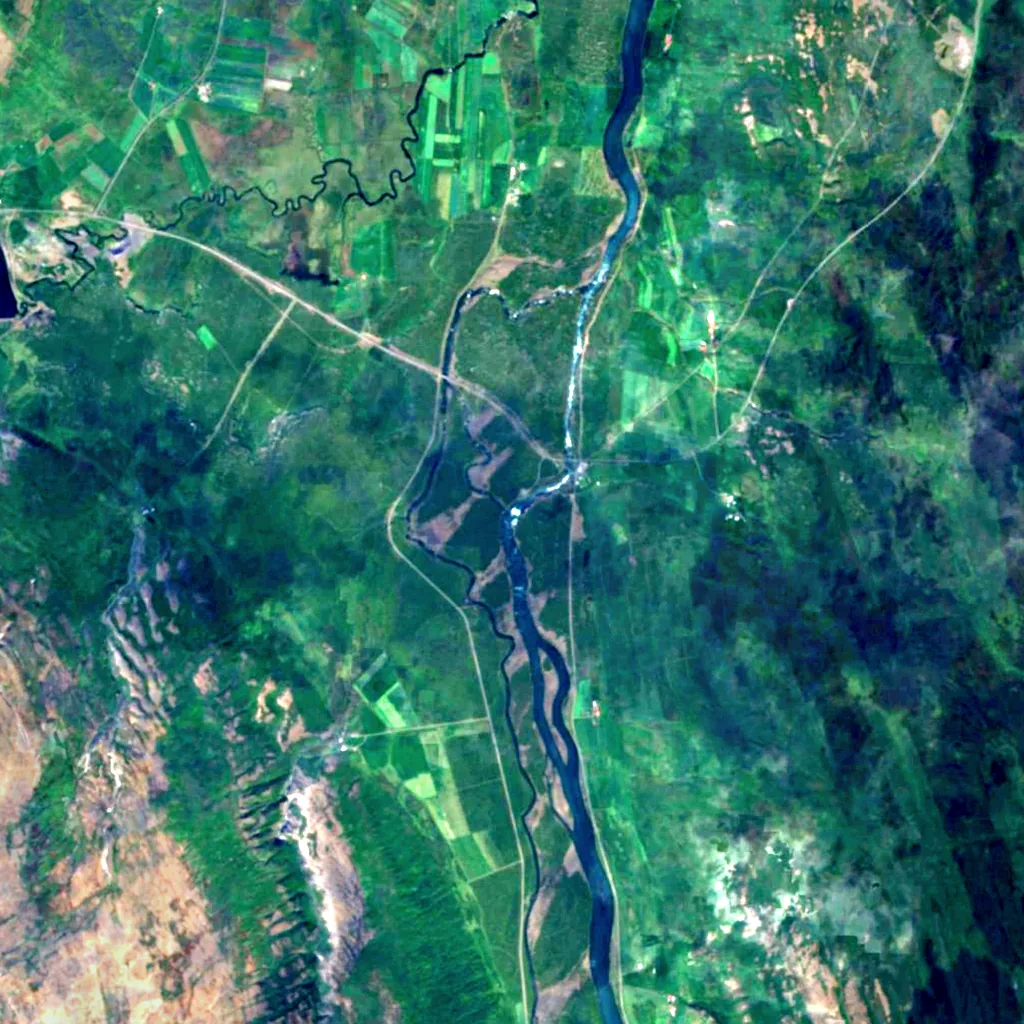 Goðafoss seen from above (Sentinel-2)