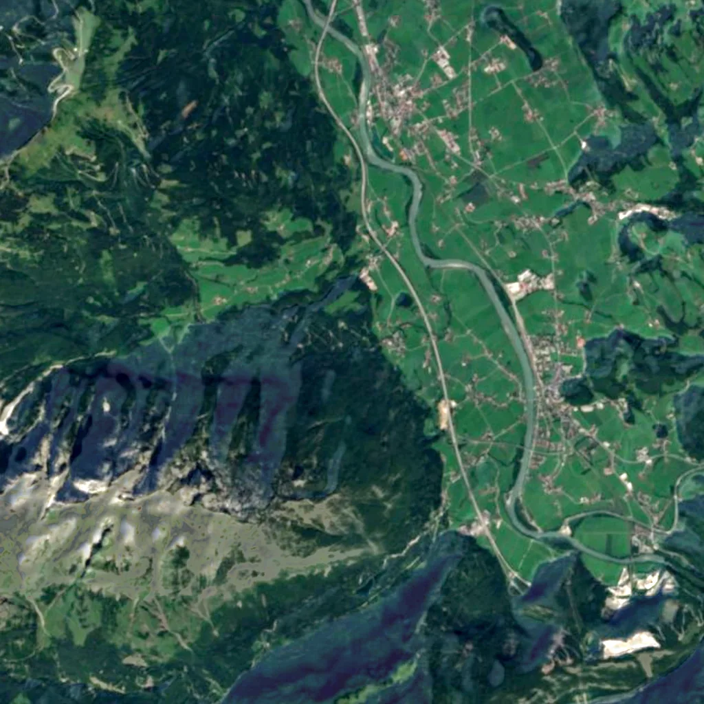 Gollinger Wasserfall seen from above (Sentinel-2)