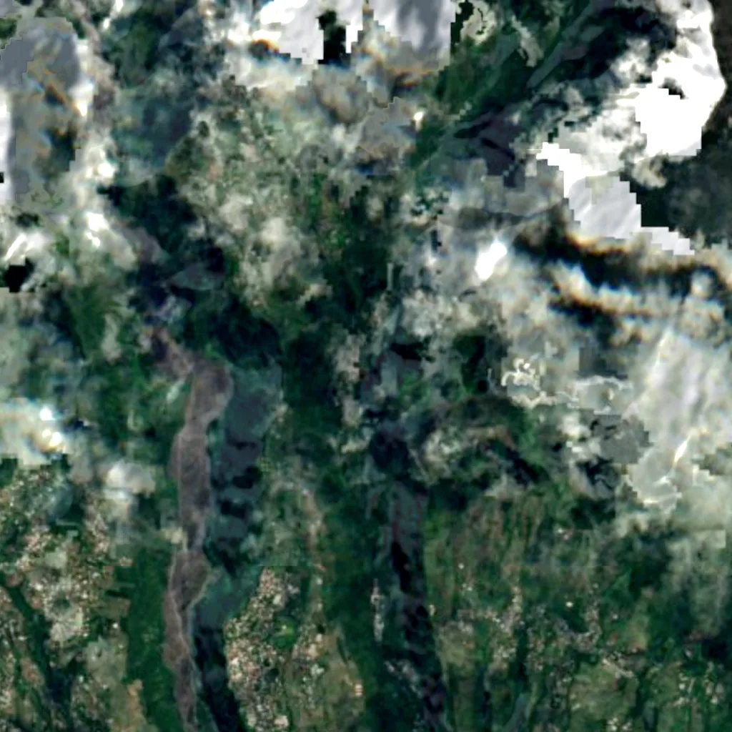 Grand Galet Falls seen from above (Sentinel-2)