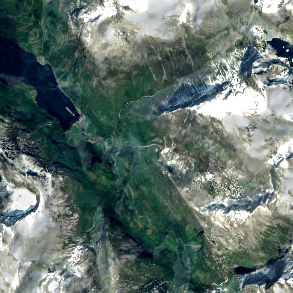 Grinddalsfossen seen from above (Sentinel-2)