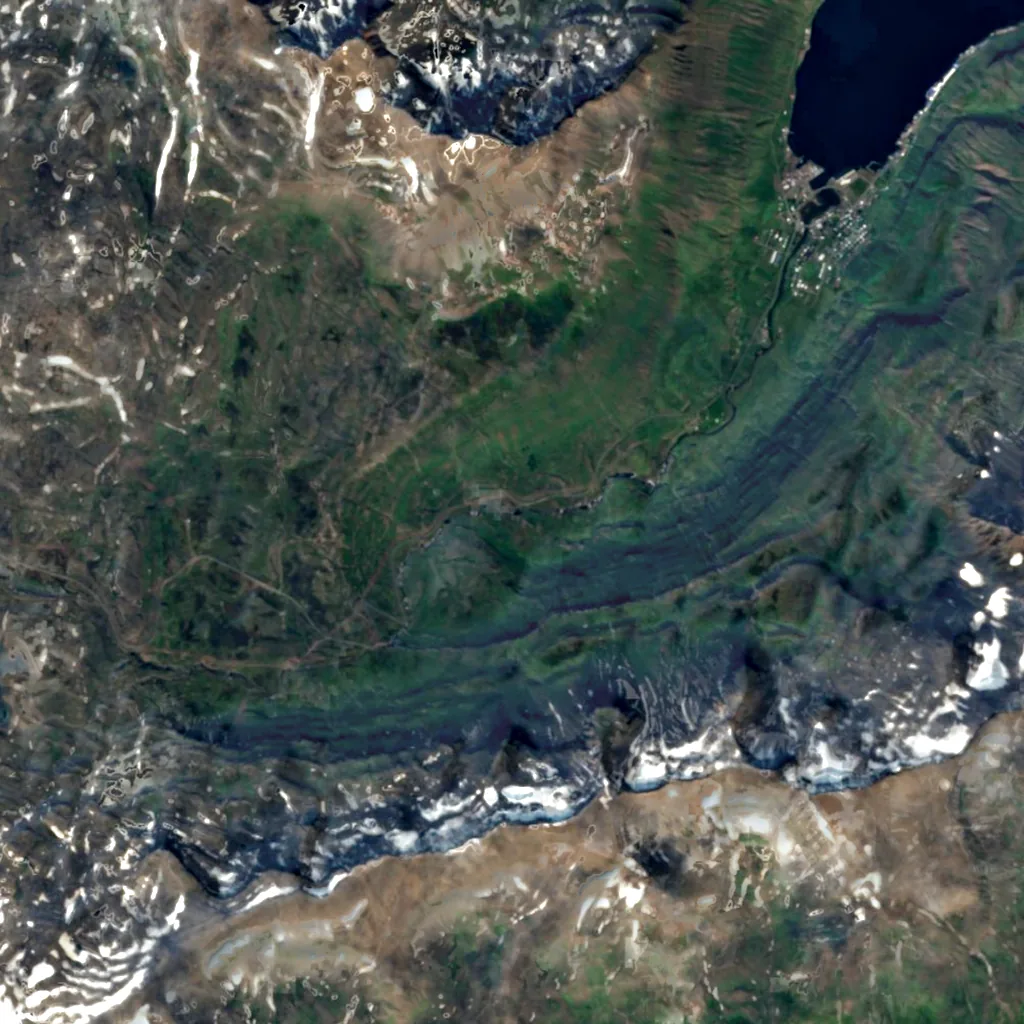 Gufufoss seen from above (Sentinel-2)