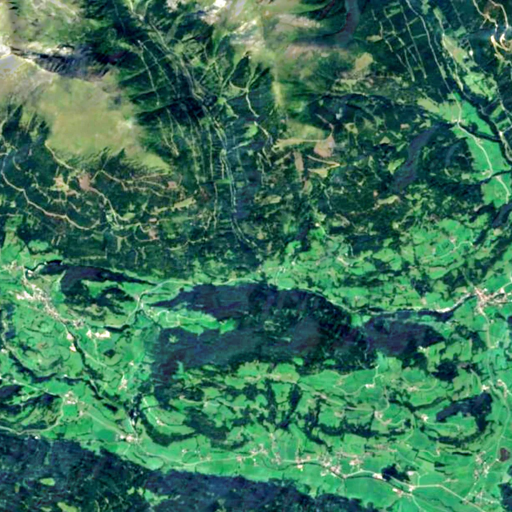 Günstner Wasserfall seen from above (Sentinel-2)