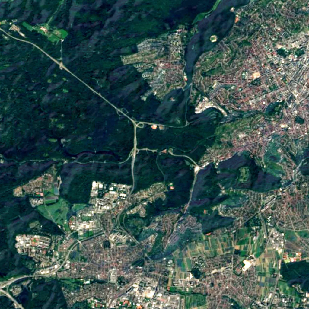 Heslacher Wasserfälle seen from above (Sentinel-2)