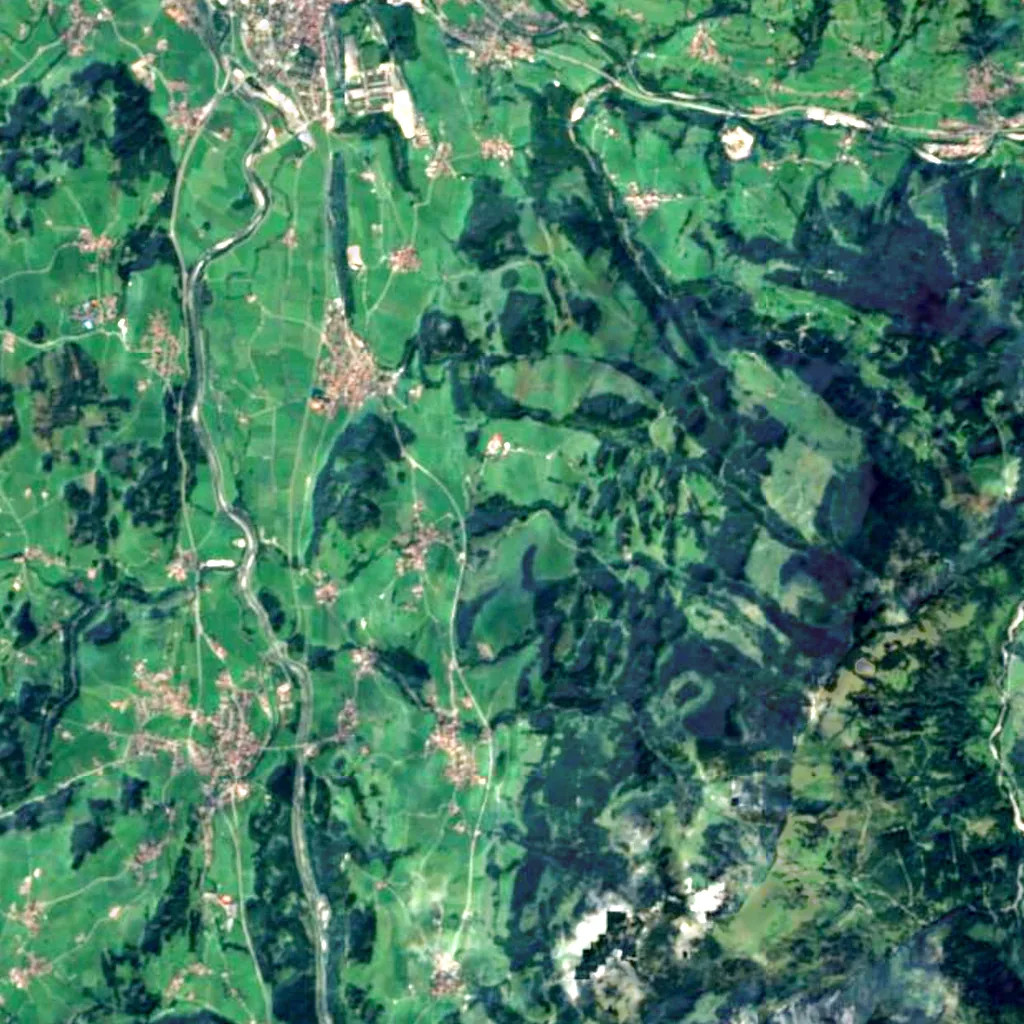 Hinanger Wasserfall seen from above (Sentinel-2)