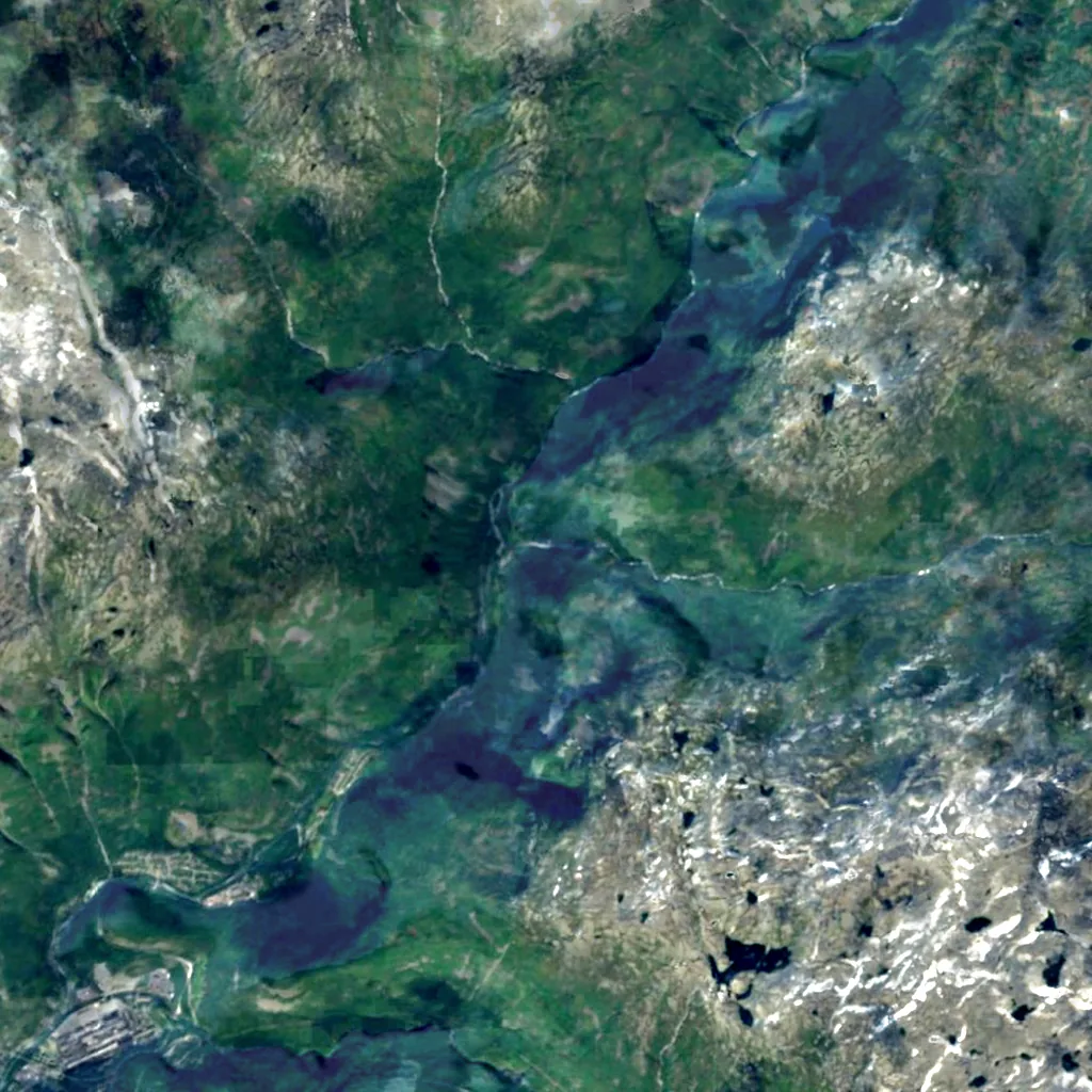 Hjellefossen seen from above (Sentinel-2)