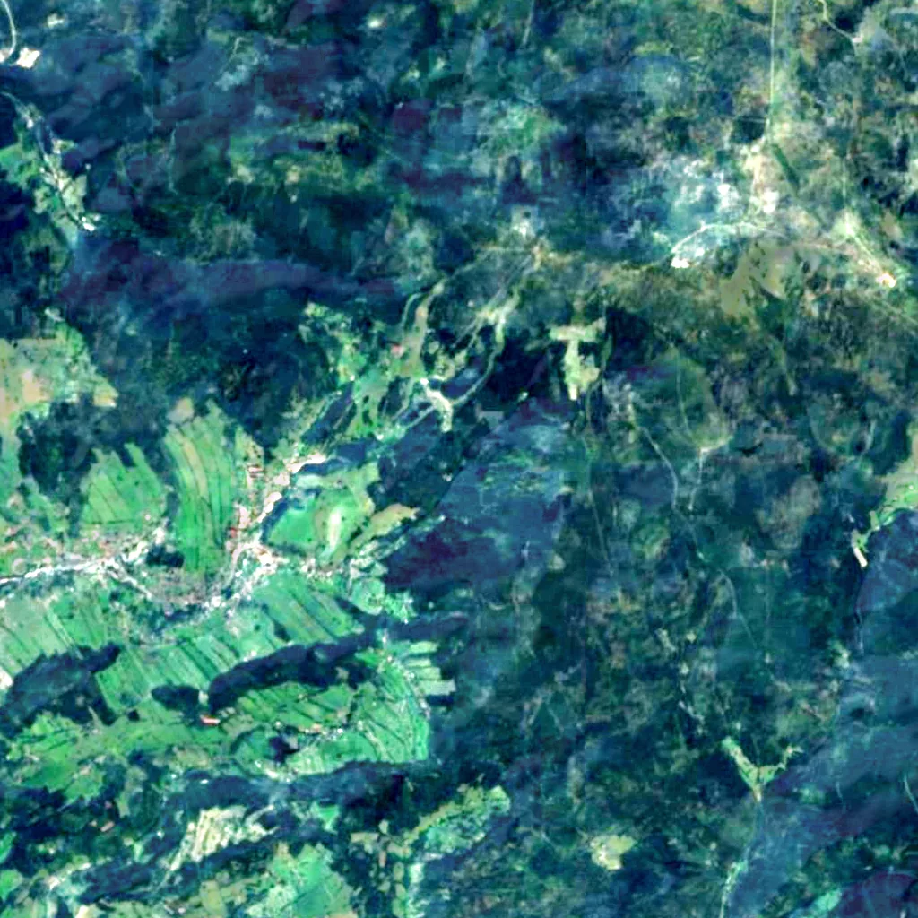 Huťský vodopád seen from above (Sentinel-2)